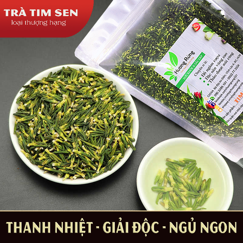 Trà tim sen, tâm sen 200g thượng hạng, an thần ngủ ngon - Đặc Sản Hương Rừng