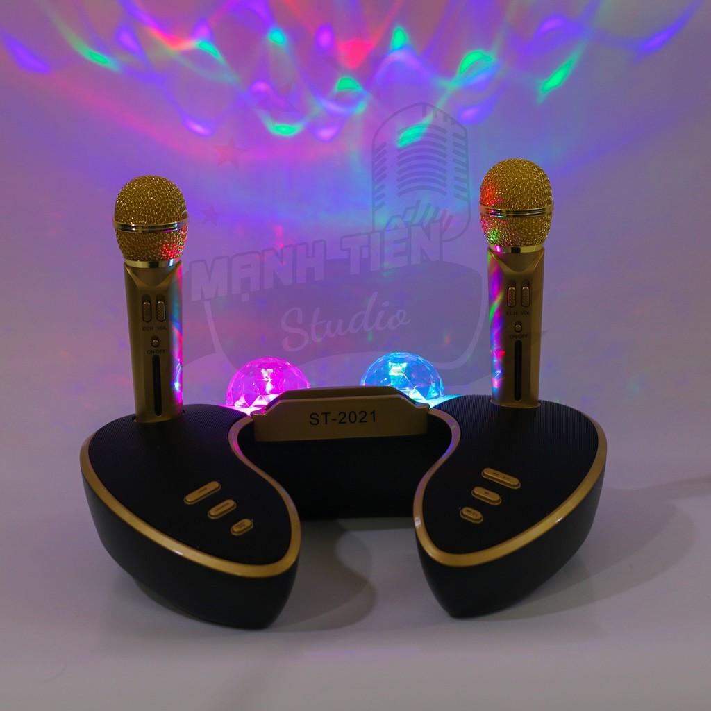Loa bluetooth cao cấp ST 2021 - Dàn âm thanh karaoke mini kèm 2 đèn led sống động