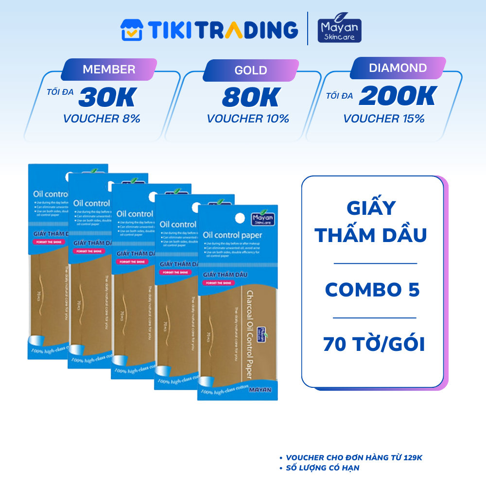 Combo 5 Giấy Thấm Dầu Mayan 70 Tờ Phấn