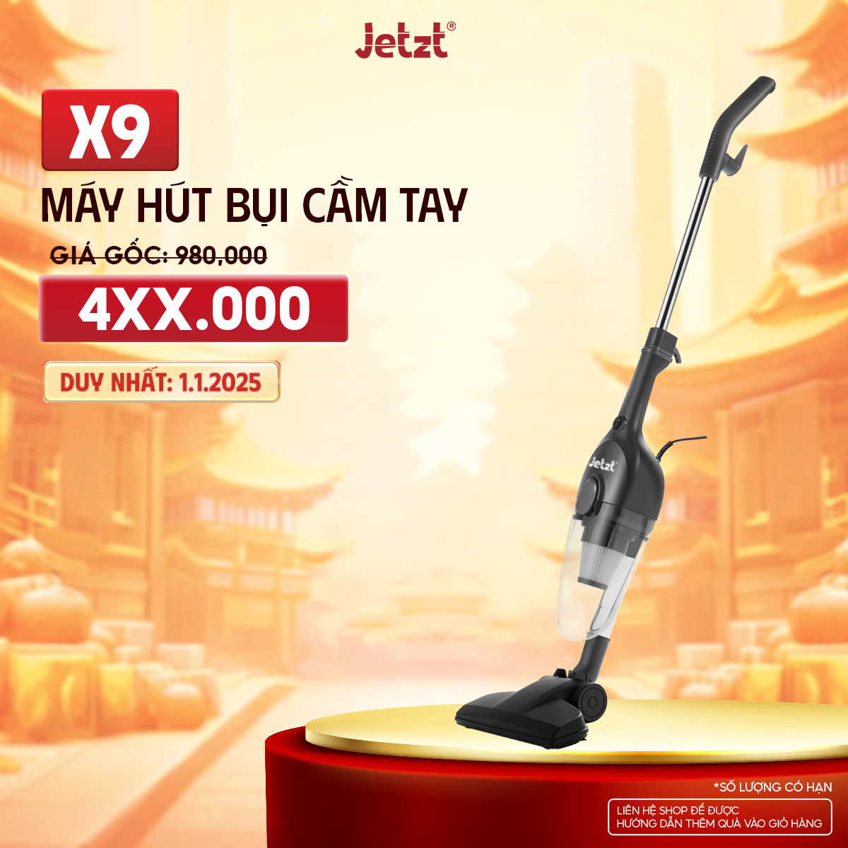 Máy Hút Bụi Cầm Tay Có Dây Jetzt X9, Lực Hút 21000Pa, Hàng Chính Hãng