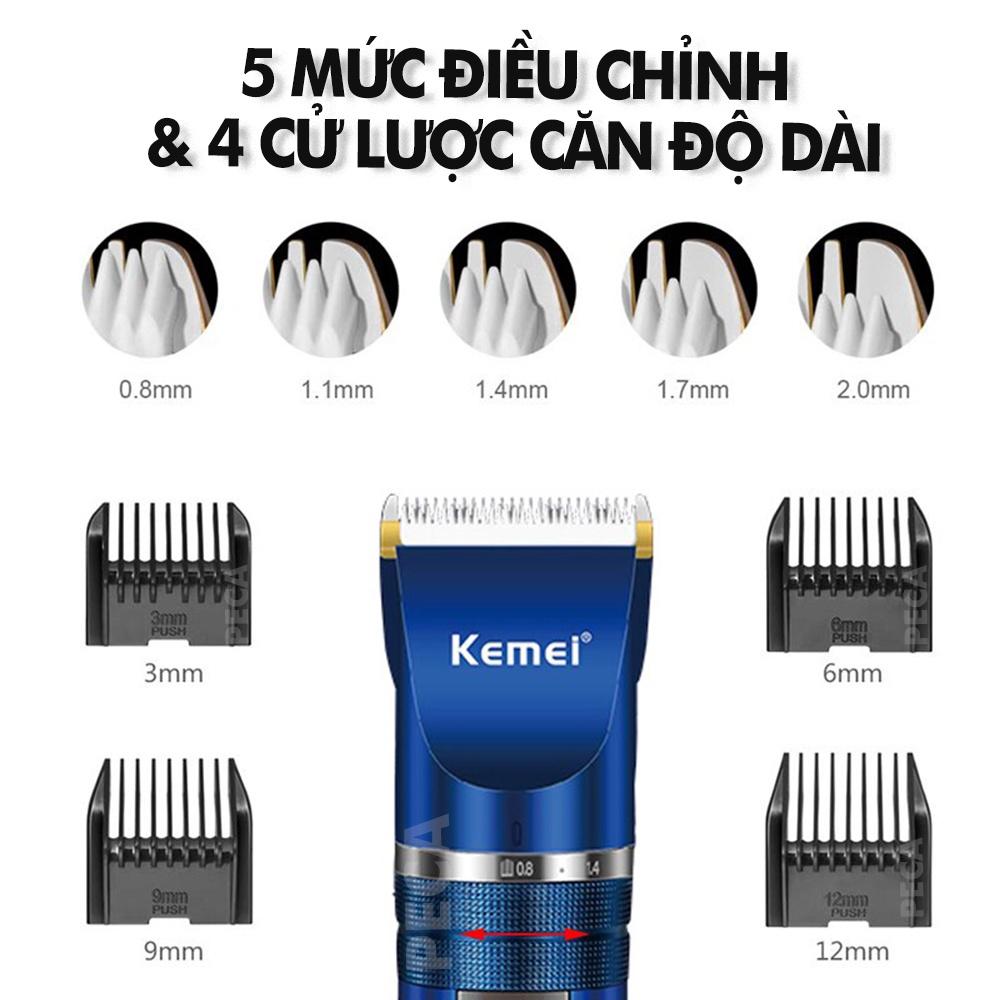 Tông đơ cắt tóc không dây Kemei KM-1086 màn hình LCD hiện pin thông minh dùng cho cá nhân và gia đình chính hãng