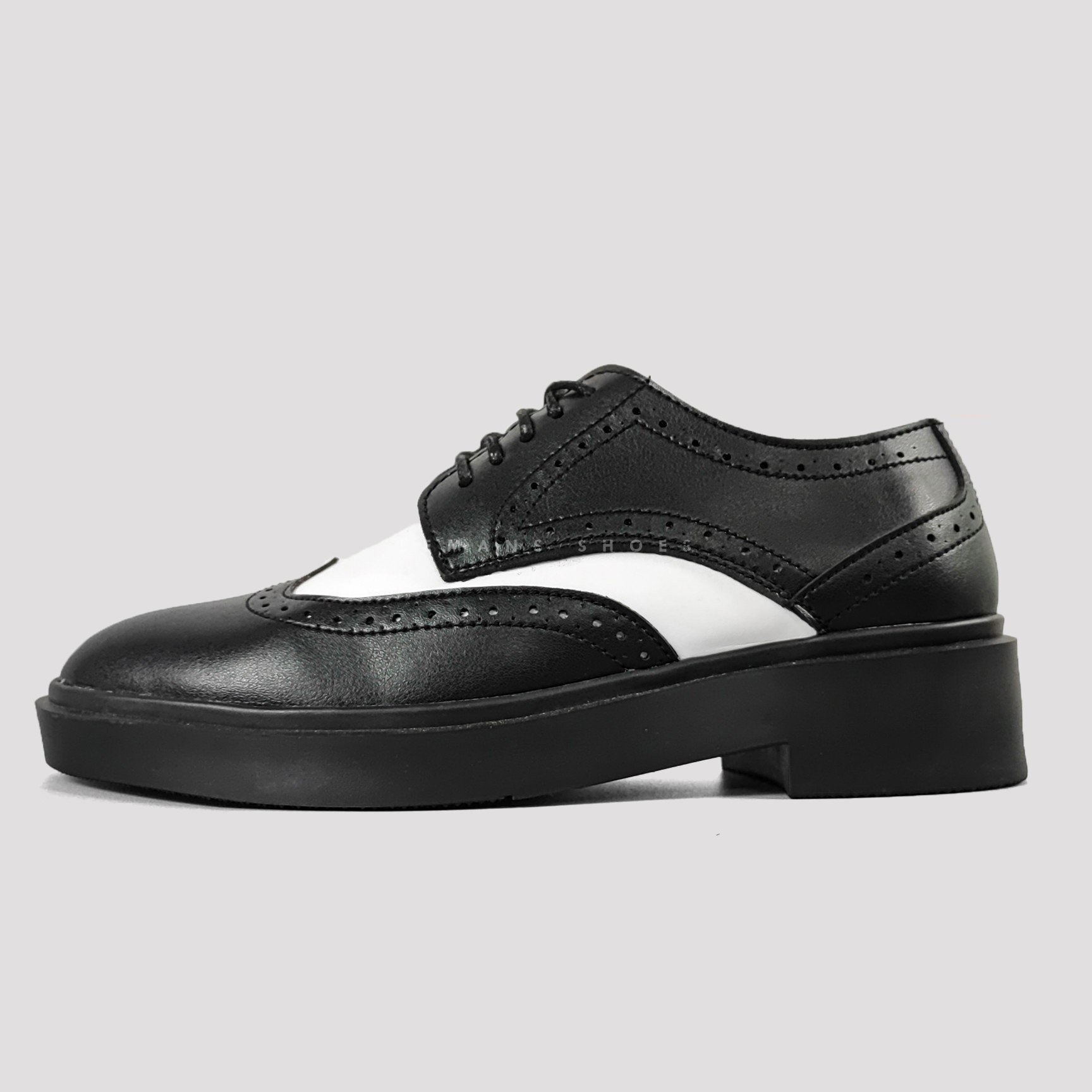 Giày Tây Nam Công Sở Cao Cấp Derby Wingtip Đen Trắng