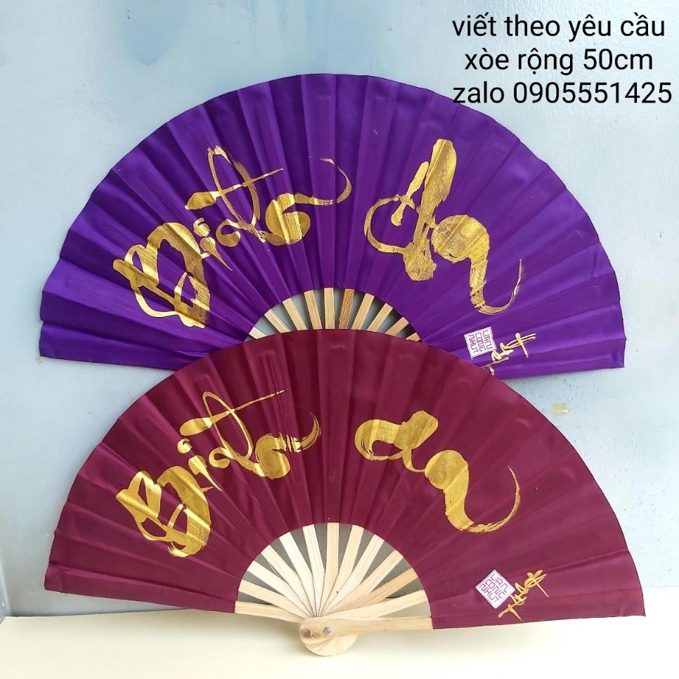 Quạt vải viết theo yêu cầu. Quà tặng mừng thọ, tân gia, khai trương. Quà cưới, tết, sinh nhật, 8/3, 20/10.