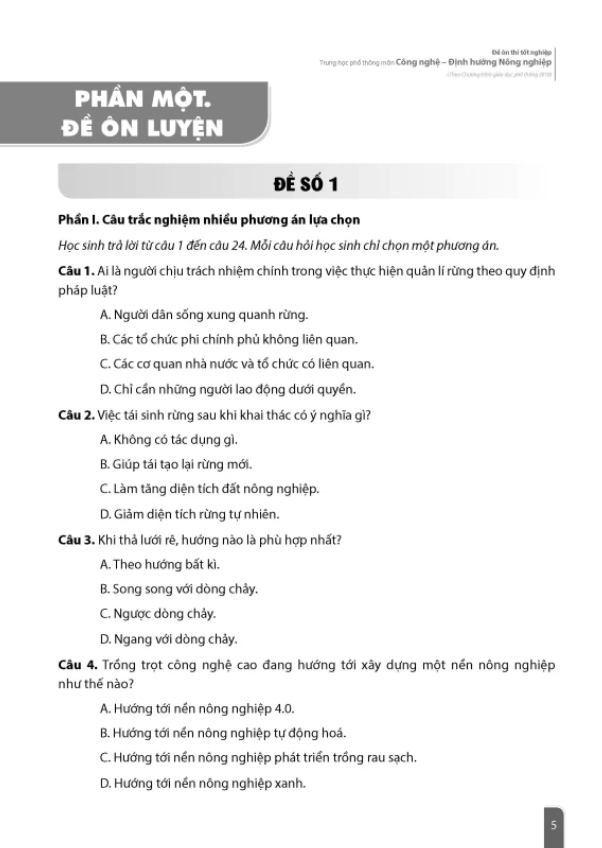 Sách - Đề Ôn Thi Tốt Nghiệp Trung Học Phổ Thông - Môn Công Nghệ - Định Hướng Nông Nghiệp (Theo Chương Trình Giáo Dục Phổ Thông 2018)