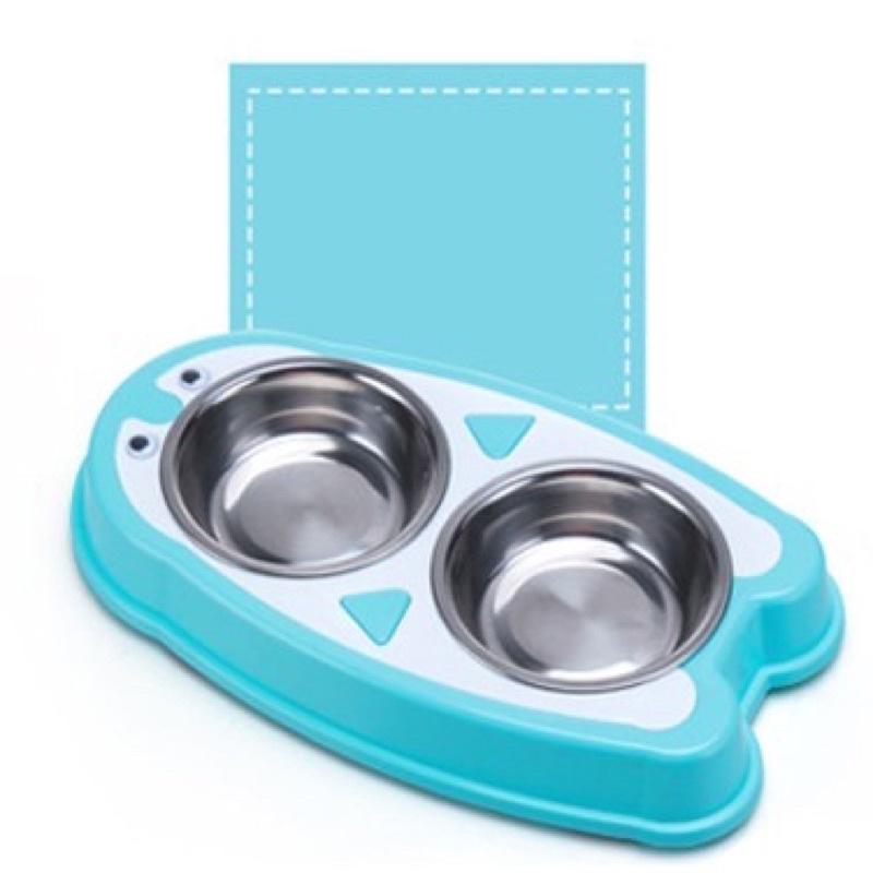 Bát đôi inox chim cánh cụt đựng thức ăn & nước uống - Bát ăn cho chó mèo cao cấp