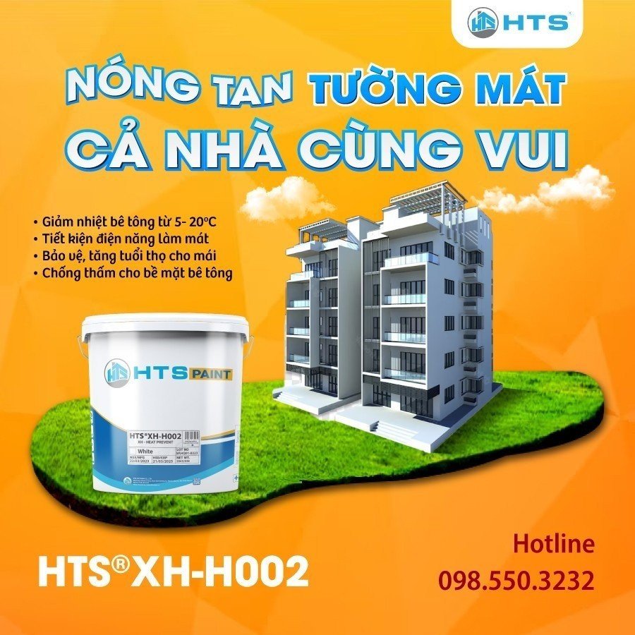 {SIÊU ƯU ĐÃI] Sơn chống nóng tường HTS XH-H002 thùng 5Kg - Giảm nhiệt 5-20 độ C