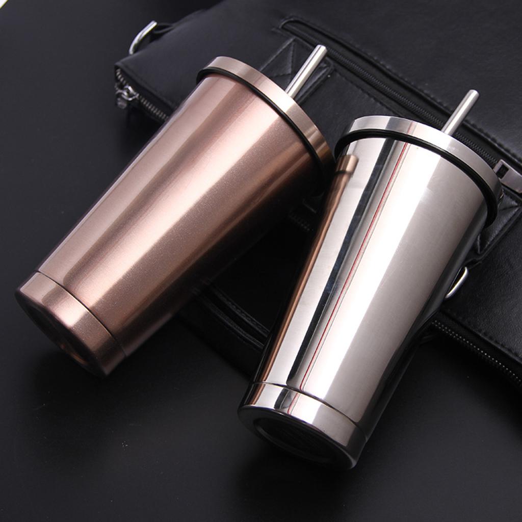 2x Smoothie Tumbler with Straw - Juice &amp; Iced Coffee Stainless Travel Hiking