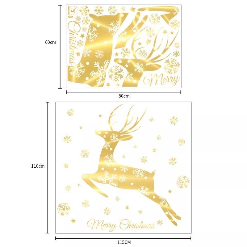 Decal trang trí Noel - Tuần Lộc Ánh Vàng cao cấp