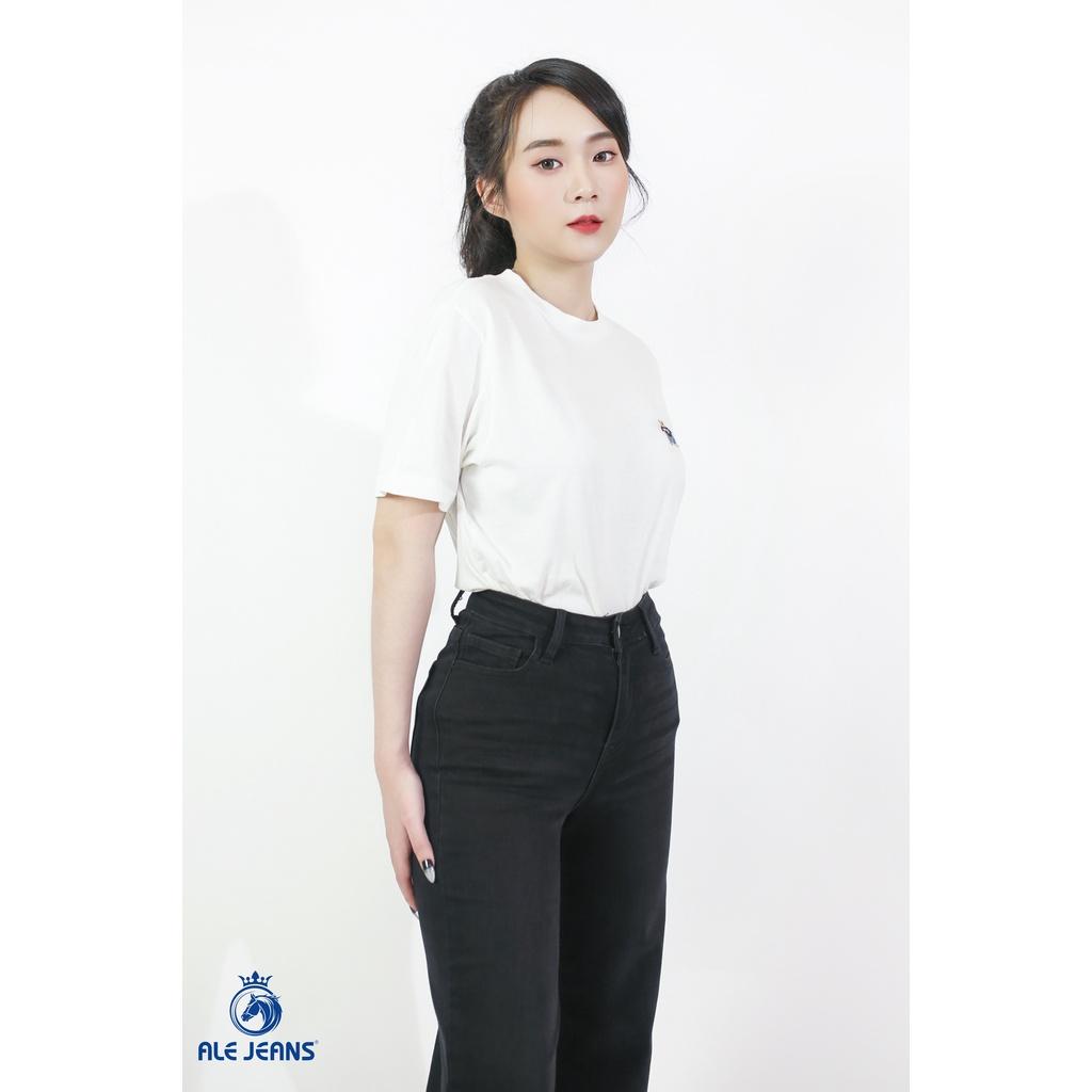 Quần Jeans Nữ Ống rộng  WWID002BK ALE JEANS - Đen nhũ may lai