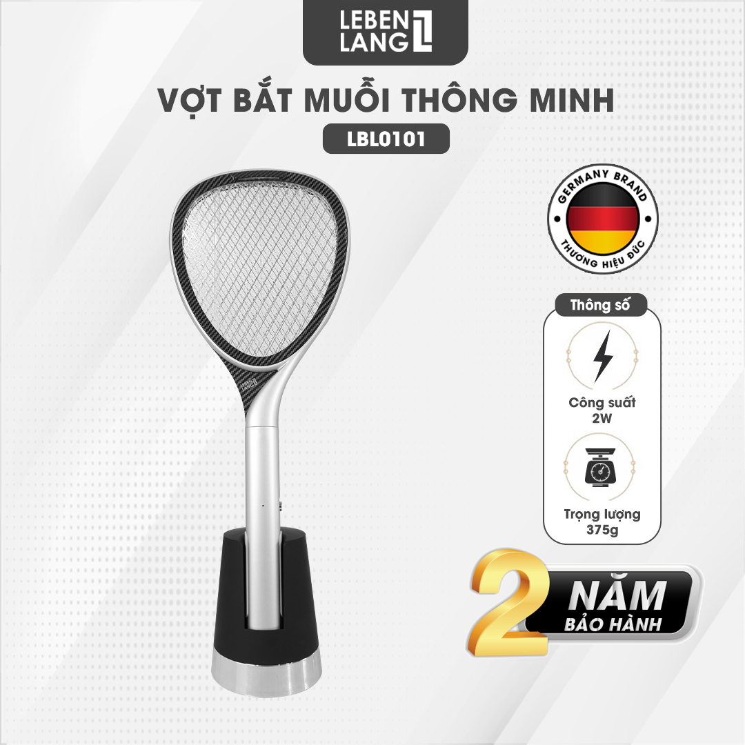 Vợt muỗi điện thông minh Lebenlang LBL0101, kiêm đèn bắt muỗi 2in1 tự động, công suất 2W, an toàn khi sử dụng, bảo hành 2 năm - hàng chính hãng