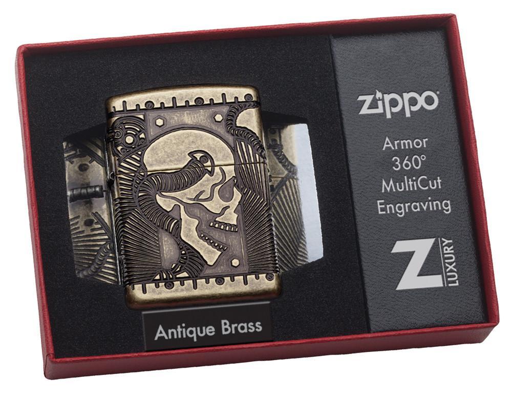 Bật Lửa Zippo Steampunk 360 Multicut Antique Brass Armor 29268