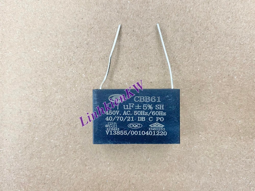 Tụ Quạt 1uf 450v Chân Kim, Mới, Chính gốc 100%