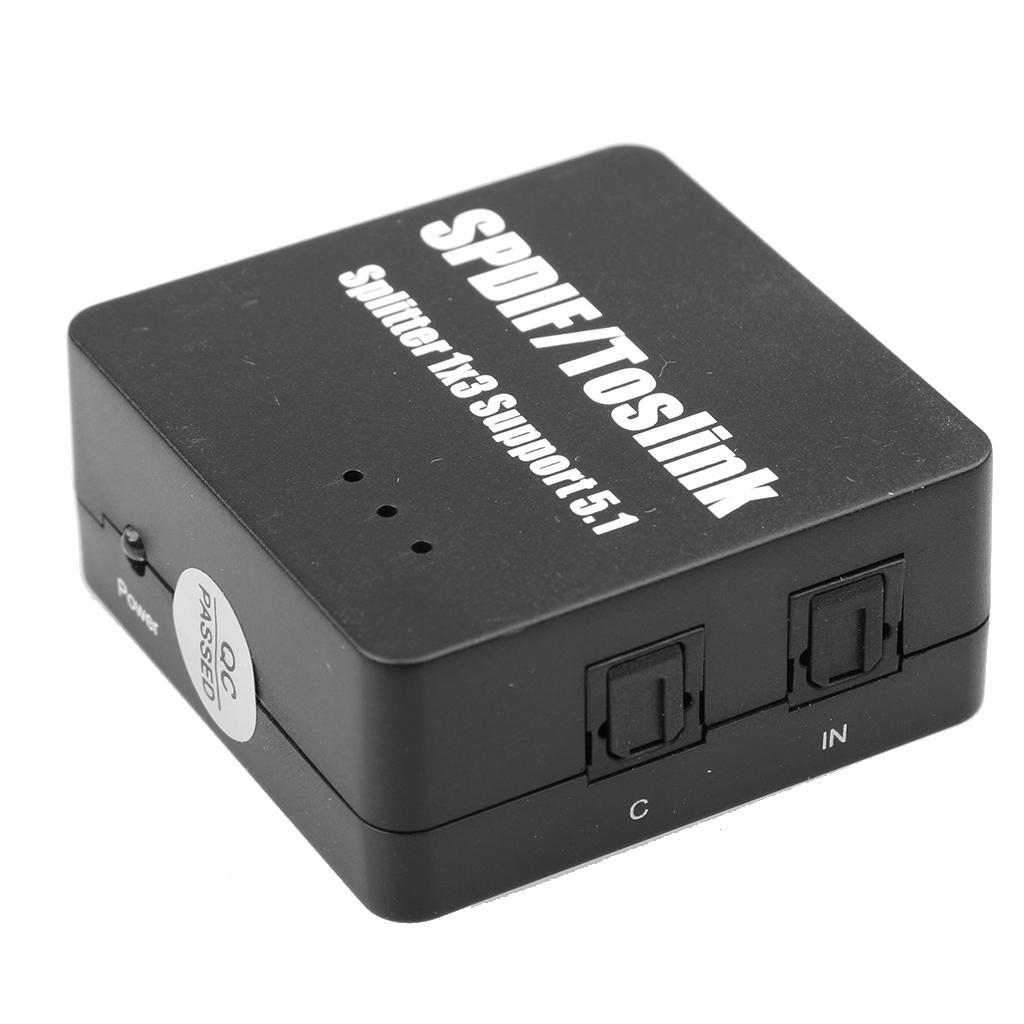 2-Port 1x3 SPDIF Optical Splitter Switcher 1 in 3 out