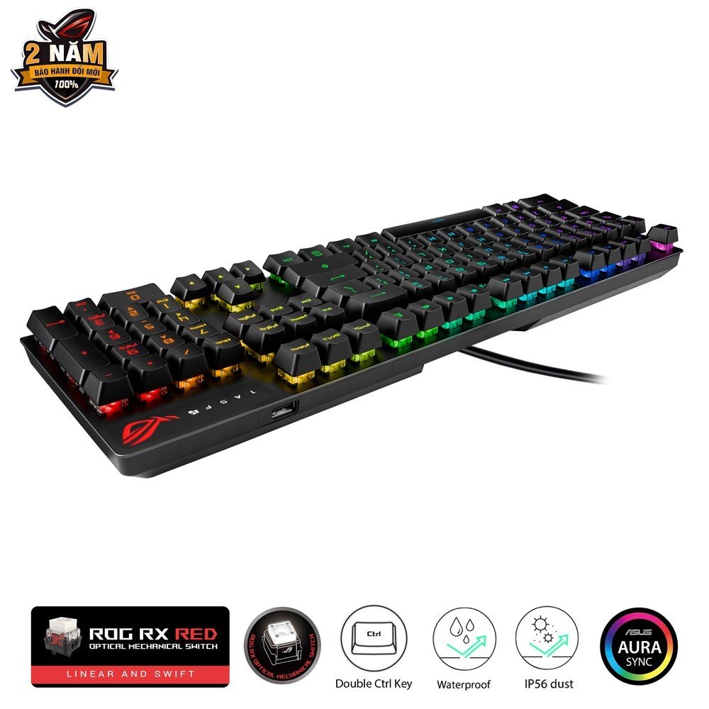 Bàn phím cơ Asus ROG Strix Scope RX PBT Blue/Red Switch - Hàng Chính Hãng