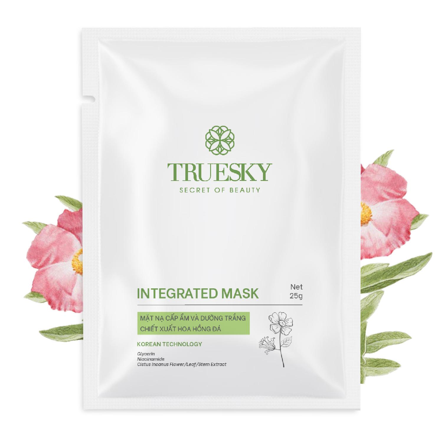 Mặt nạ dưỡng trắng da và ngăn ngừa lão hoá Truesky Integrated Mask chiết xuất hoa hồng đá 25g