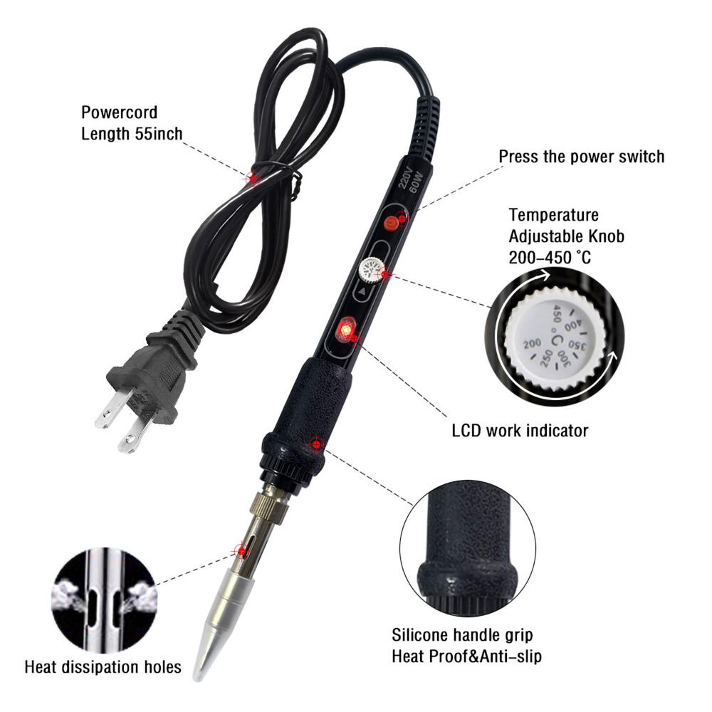 Intelligent Soldering Iron LCD Display 200-450℃ Temperature Controllable Soldering Station for Models DIY Welding Assembly