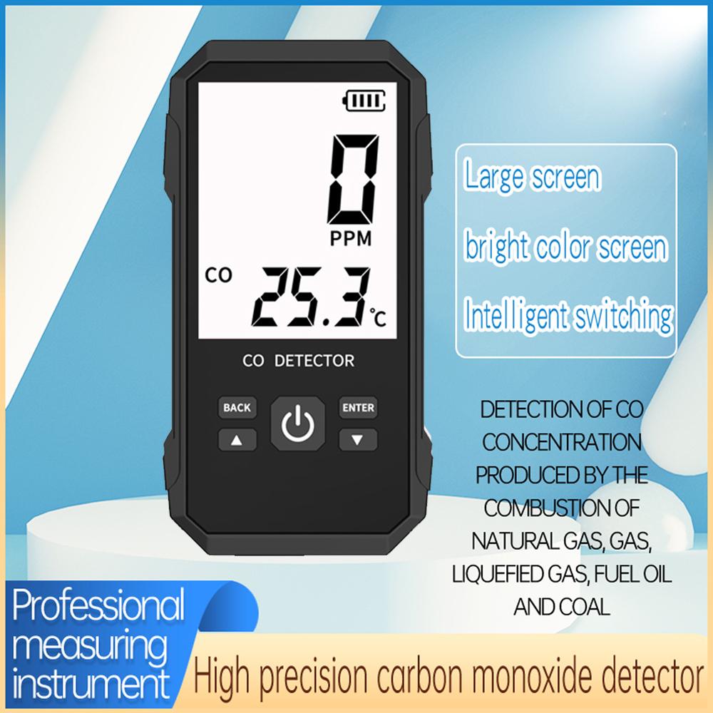 Handheld Carbon Monoxide Detector Portable Carbonic Oxide Concentration Testing Meter with Temperature Test and Sound Light Alarm Function