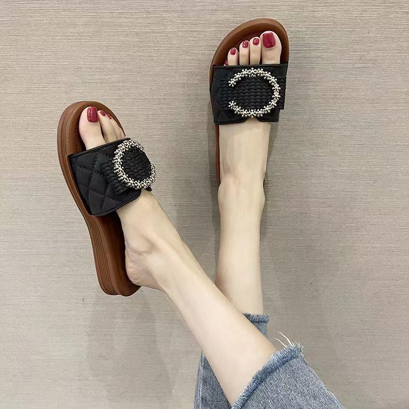 Dép nữ đế cao phối chữ C cao su dẻo cao cấp cực êm chân - LB037 - Shop Dép Đáng Yêu