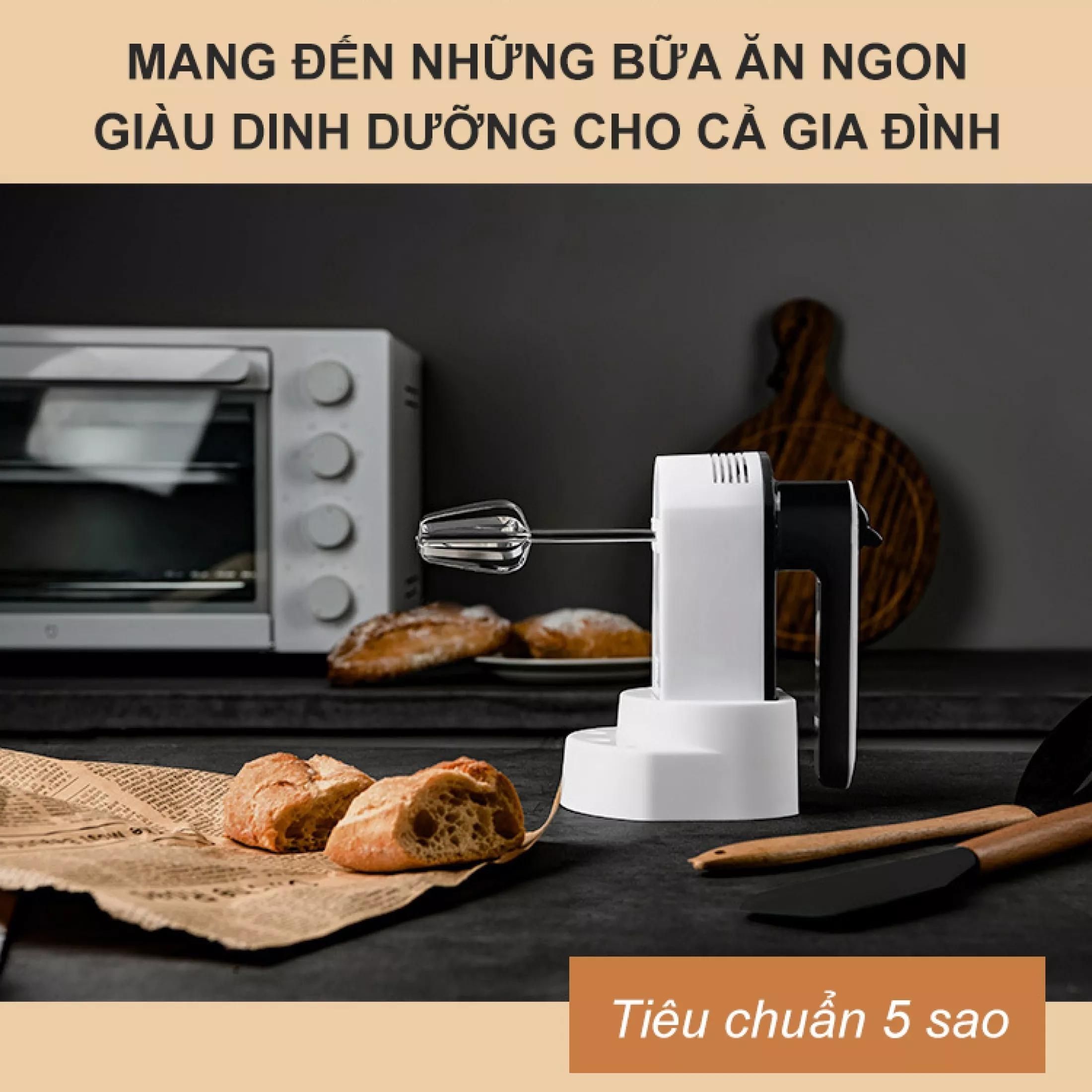 Máy đánh trứng đa năng Ostini thế hệ mới - máy đánh trứng cầm tay 5 chế độ giúp đánh trứng, đánh kem, nhào bột cực tiện dụng - tặng kèm đế để bàn và muỗng tách lòng đỏ