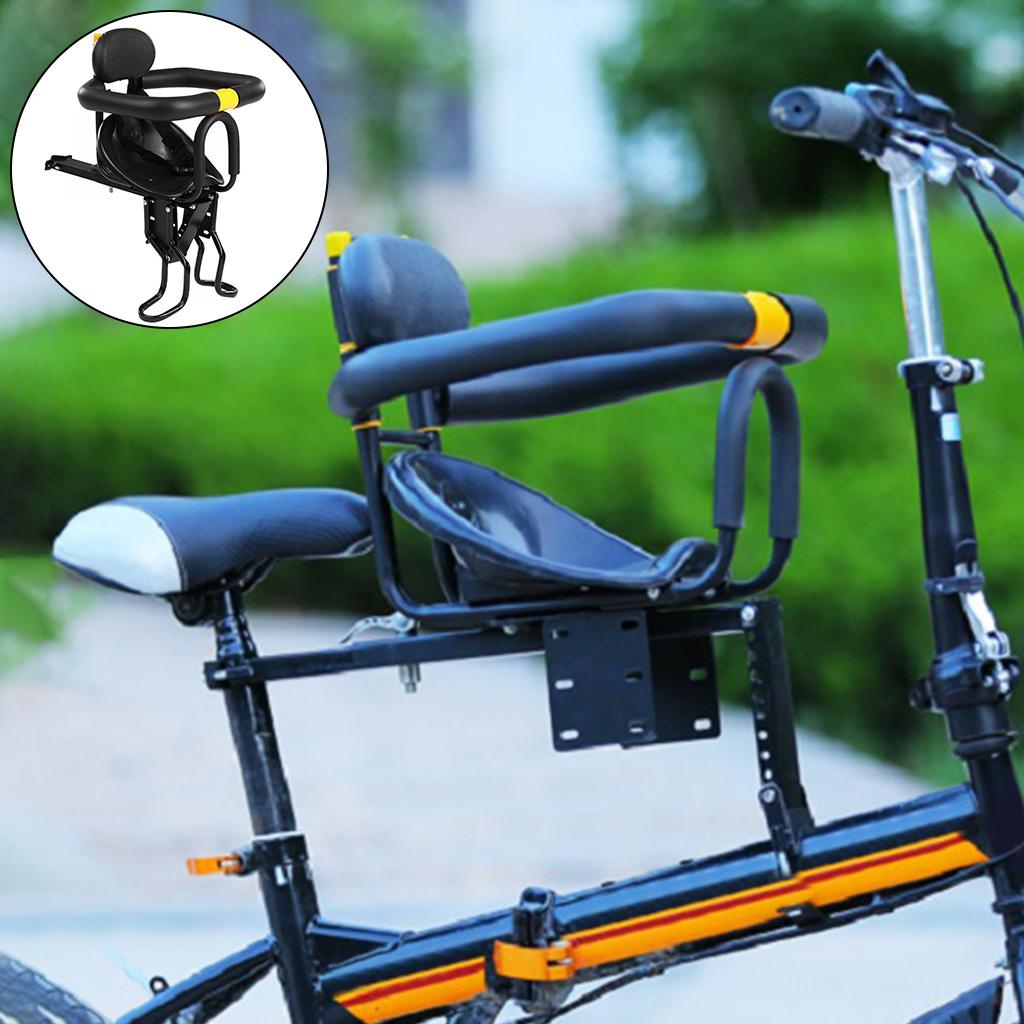 Front Mounted Child Bicycle Seat with Handrail and Pedal Bike Kids' Safety Seats Front Seat Saddle Cushion for Mountain Bikes Folding Bicycle