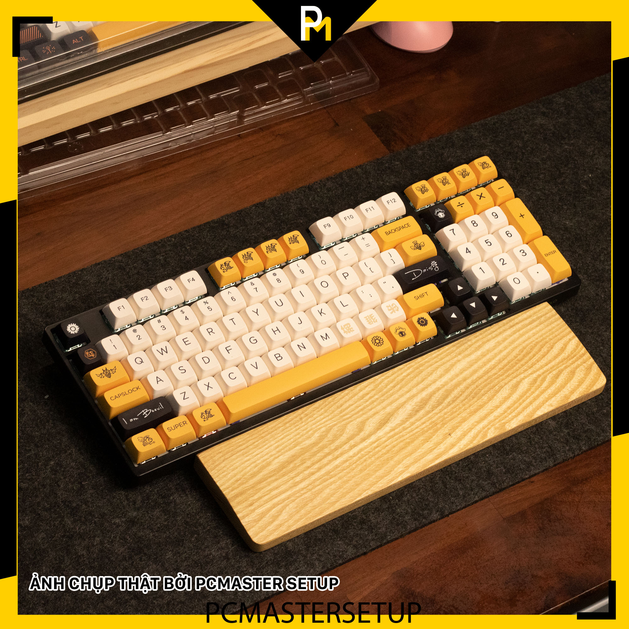 Keycap xda pbt Honeybee and milk cao 9.5mm nút cho bàn phím cơ 140 phím