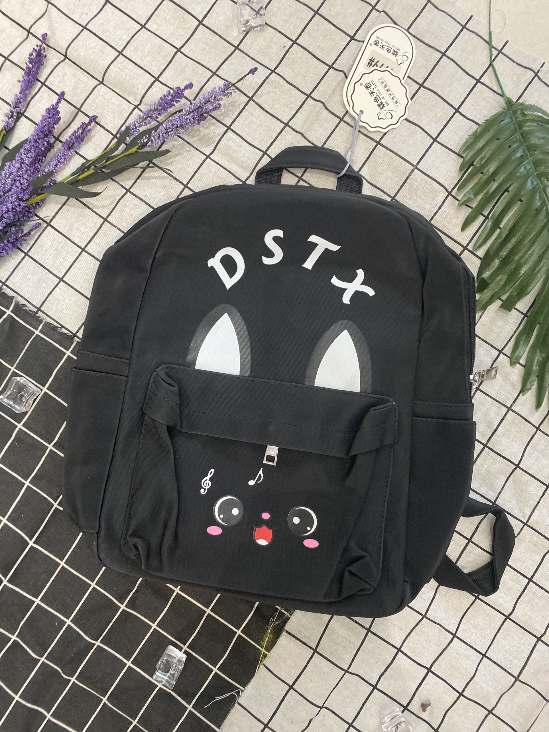 Balo Teen vải dù màu đen hình tai Thỏ DSTX xinh xắn - - HT1121979