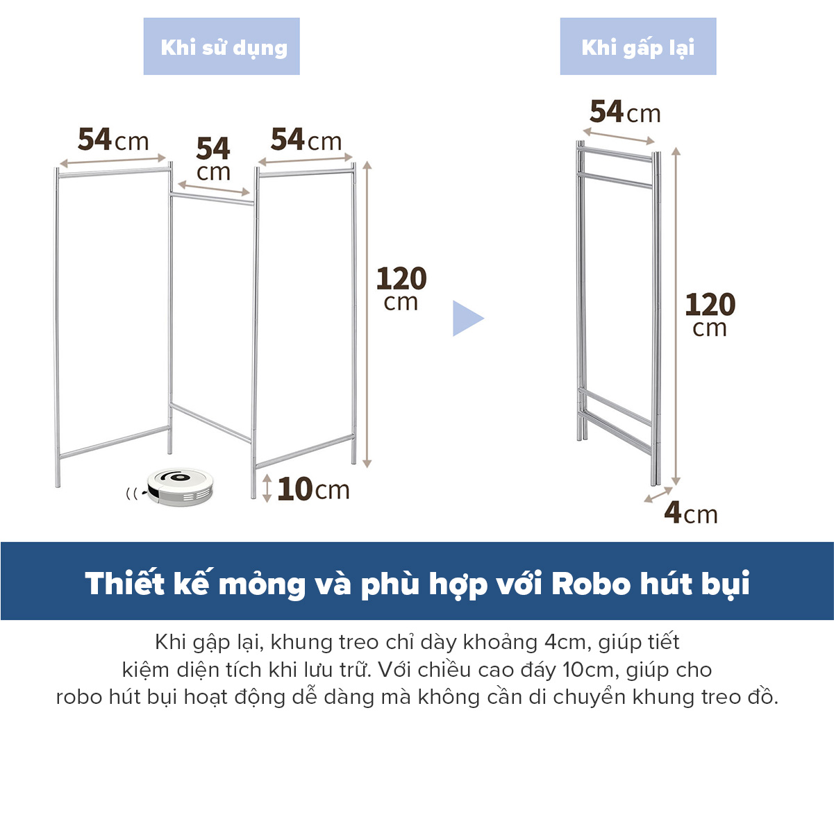 Giá Phơi Quần Áo Bằng Thép Không Gỉ PSI-02 TENMA, Dễ Dàng Tháo Lắp, Gấp Gọn Và Điều Chỉnh
