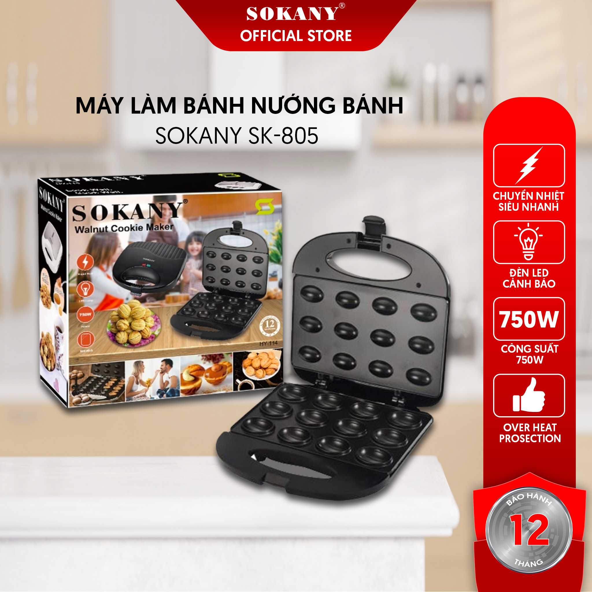 Máy Làm Bánh Nướng Bánh Sokany SK-805 Bảo Hành 1 Năm - Hàng chính hãng