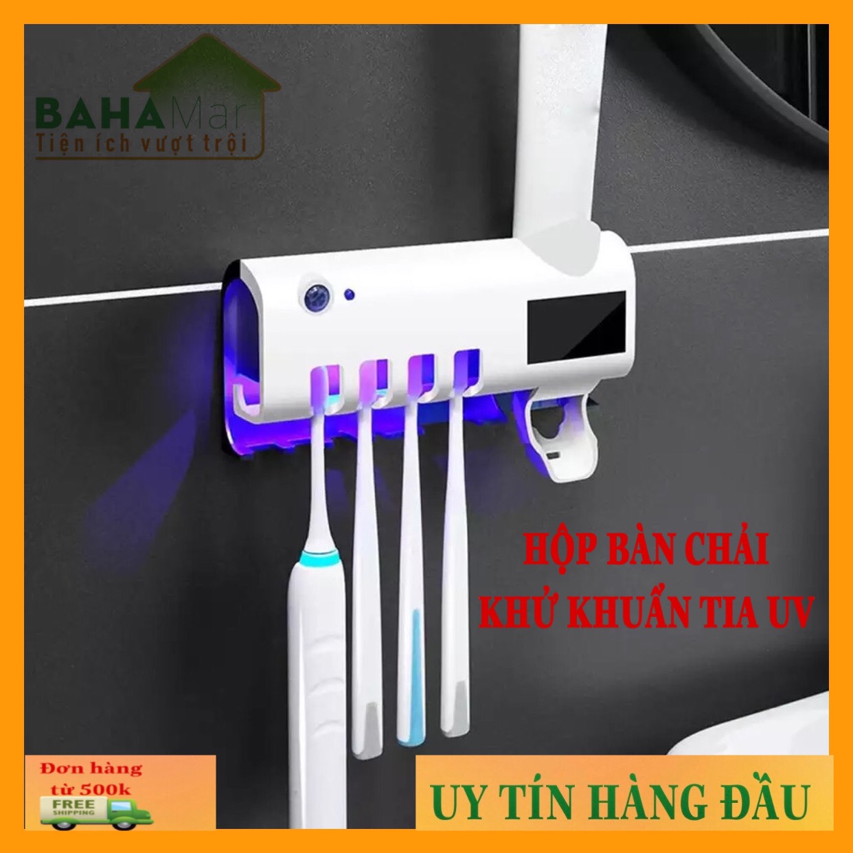 GIÁ TREO BÀN CHẢI TIỆT TRÙNG KHỬ KHUẨN - NHẢ THUỐC ĐÁNH RĂNG TỰ ĐỘNG "BAHAMAR" khử khuẩn bằng tia UV đảm bảo vệ sinh răng miệng