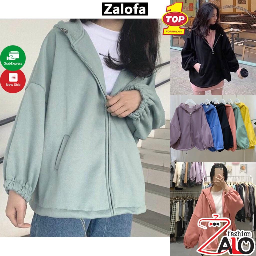 Áo khoác nỉ ngoại hoodie BASIC form rộng khóa kéo tròn áo khoác nam nữ Unisex