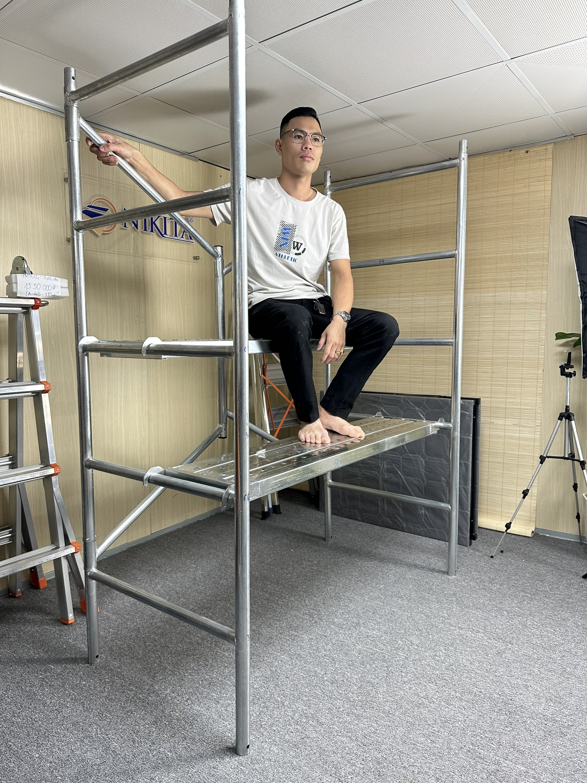 [NEW] Giàn giáo di động 2 mâm đứng MD180, chắc chắn, dùng cho công trình, có thể ghép nối tăng chiều cao, chính hãng Nikita