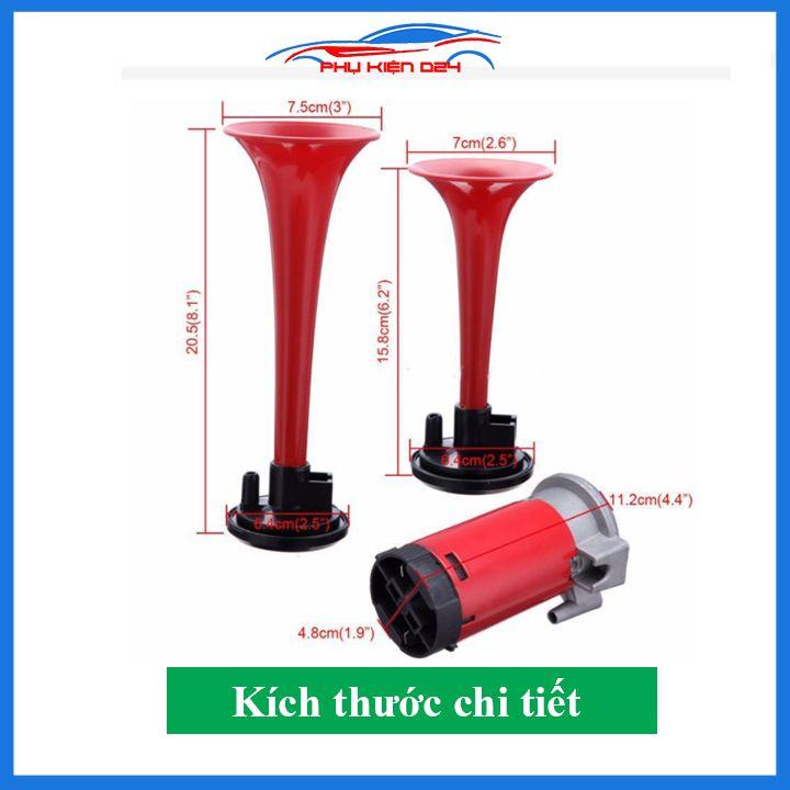 Bộ còi sinh hơi AirHorn kèn tạ hơi ô tô 12V/24V chuyên dùng cho ô tô