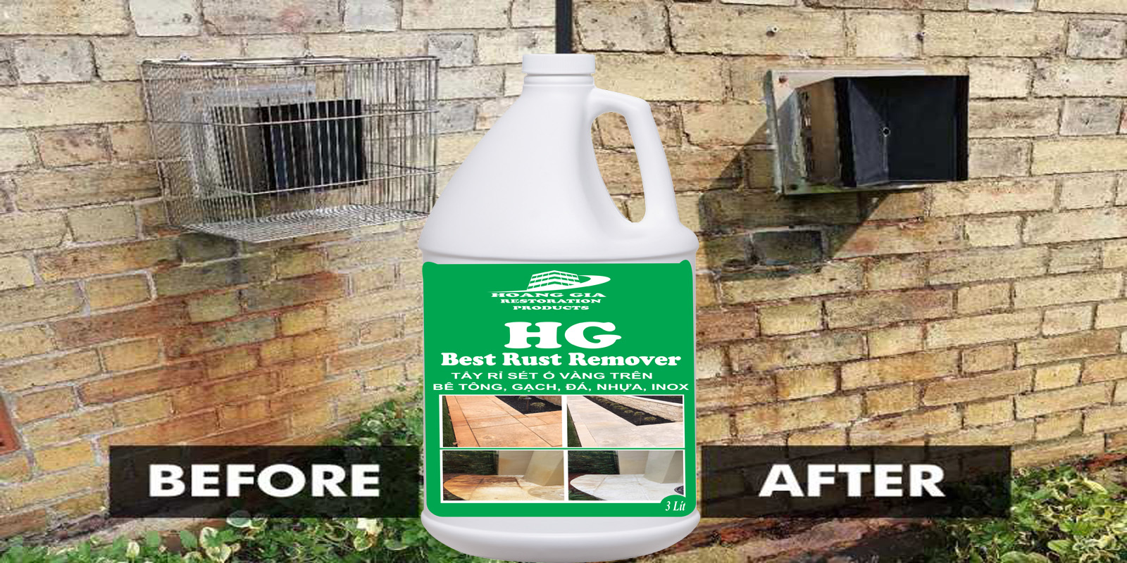 Dung dịch tẩy ố mốc rỉ sét ố vàng trên đá , Bê tông, nhựa  HG Best Rust Remover 2000ml