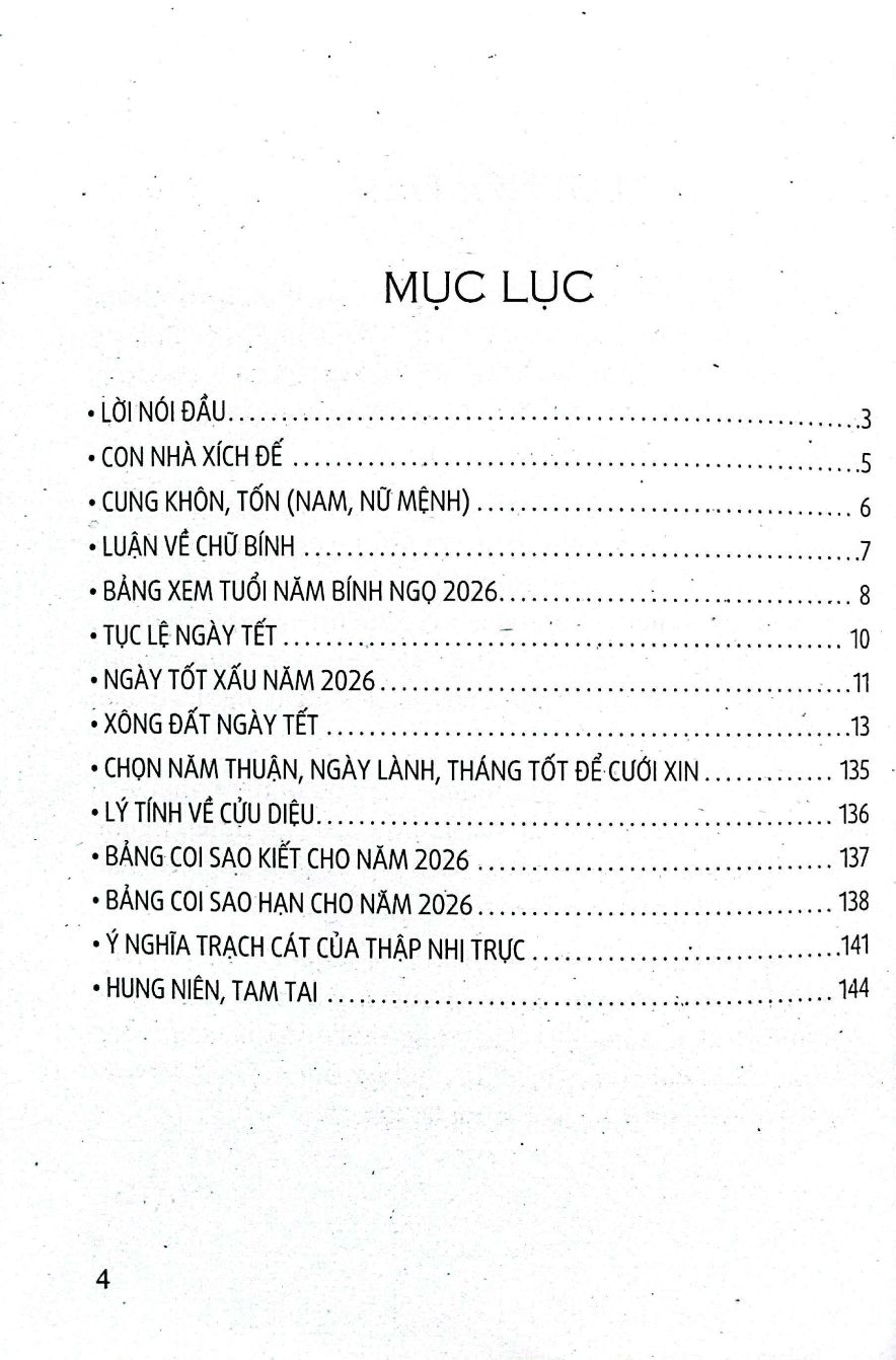 Ngày Lành Tháng Tốt Vạn Sự Cát Tường Năm Bính Ngọ 2026 (Sách Tham Khảo) - ABB