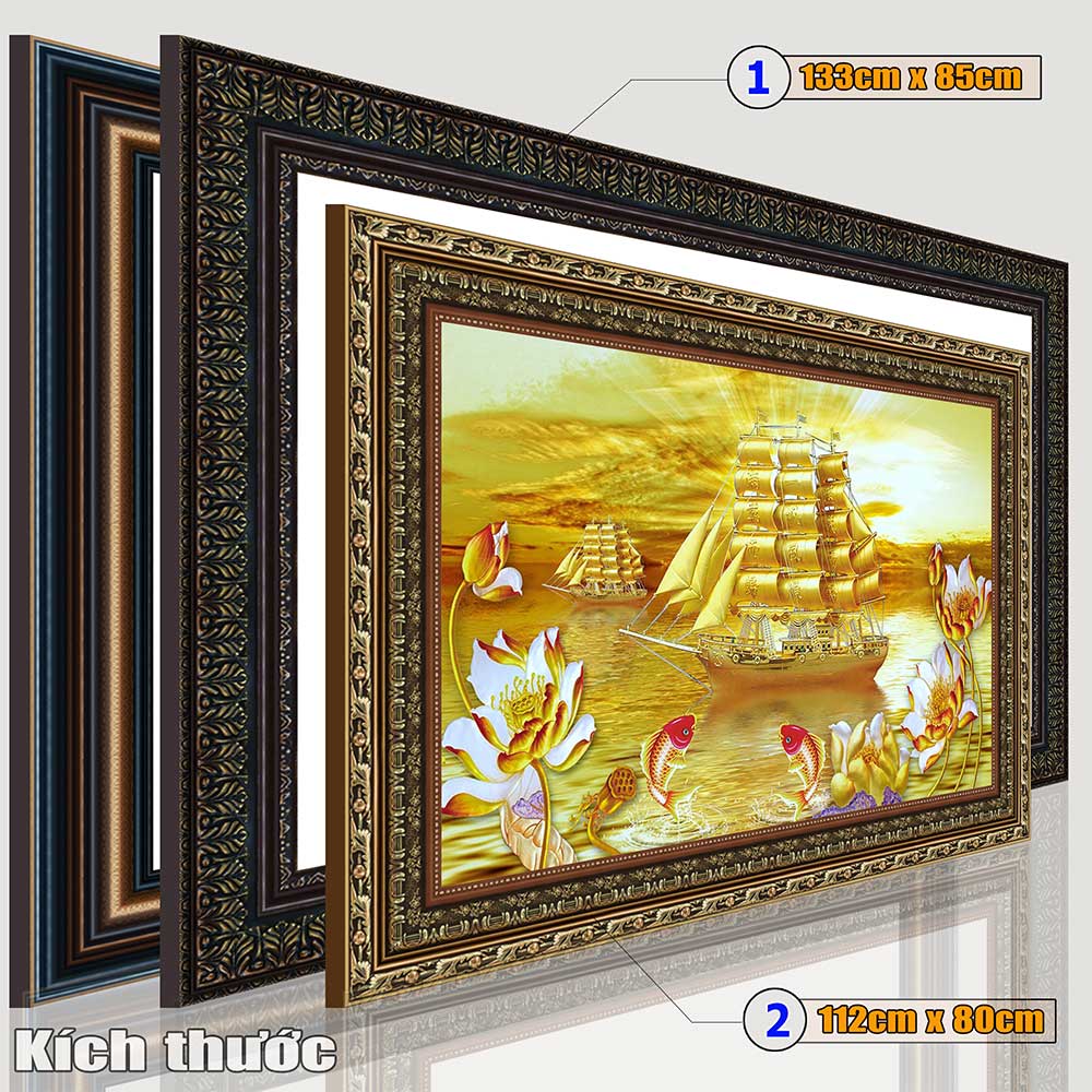 Tranh treo tường phòng khách, phòng ngủ THUẬN BuỒM XUÔI GIÓ chất liệu pvc gương / lụa kim sa. MS:3904L9