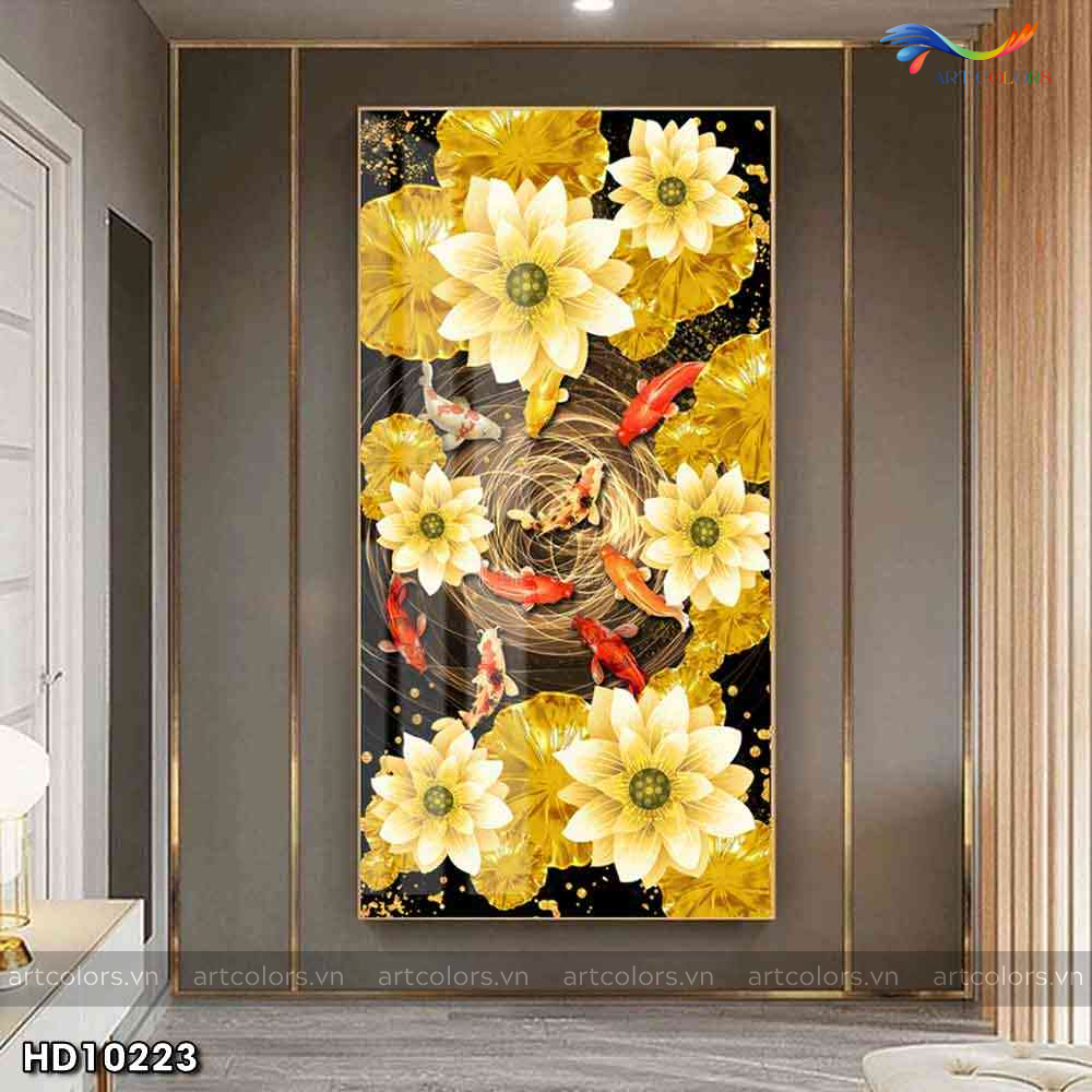 Tranh treo tường - Tranh tráng gương Cửu ngư quần hội