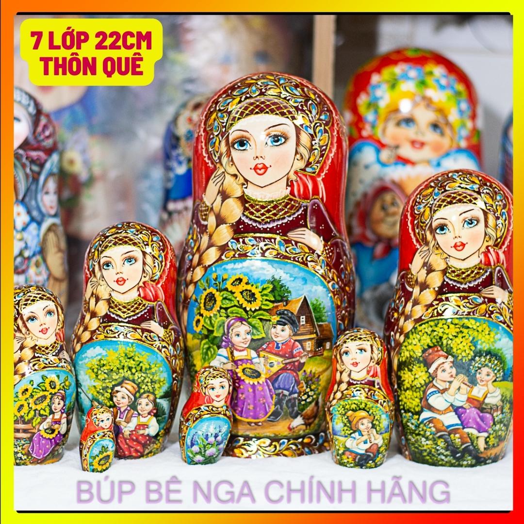 BỘ BÚP BÊ NGA CAO CẤP 7 LỚP 22CM HOA VĂN "NHỮNG ĐỨA BÉ THÔN QUÊ NGA" RẤT ĐẸP VÀ SANG TRỌNG, ĐỘC ĐÁO