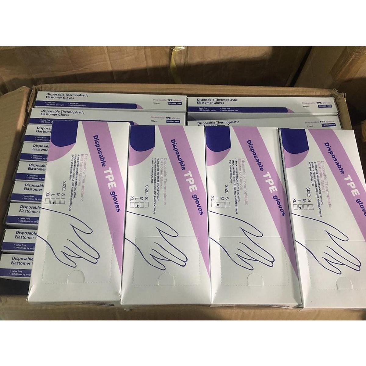 Hộp găng tay TPE mới siêu dai Glove HỘP TÍM 100 đôi