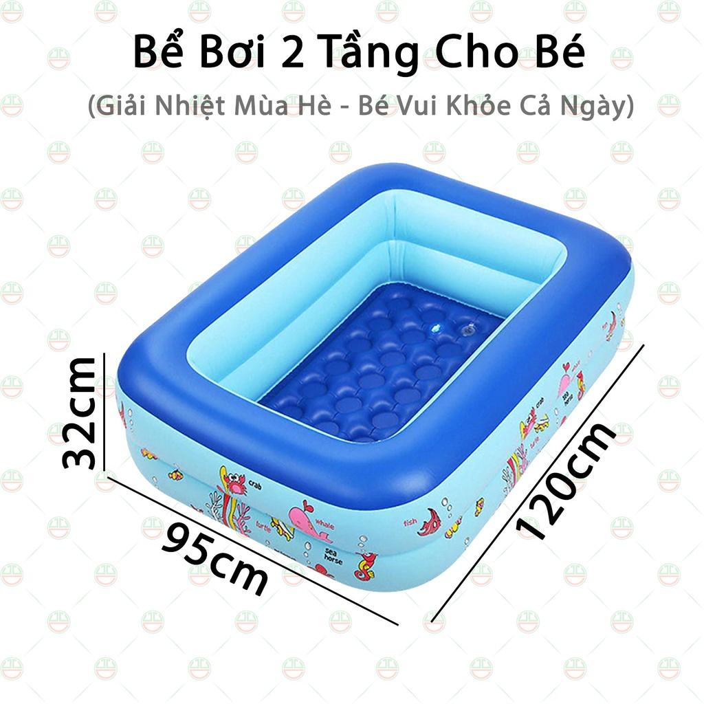 Bể bơi cho bé cao cấp Pikaboo hình chữ nhật đủ kích cỡ 2-3 tầng đáy 2 lớp chống trượt bền đẹp