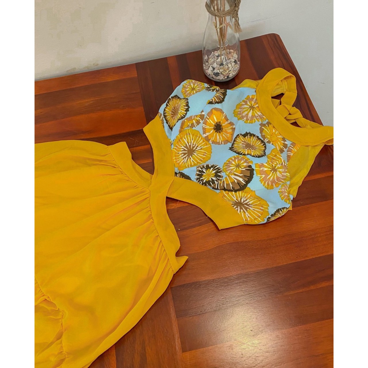Đầm maxi đi biển phối thổ cẩm