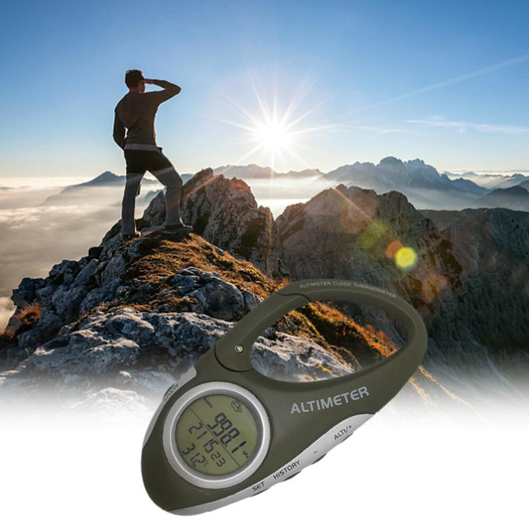 Máy đo độ cao leo núi Carabiner kỹ thuật số đa chức năng dự báo thời tiết, thời gian, lịch, nhiệt kế và đèn nền