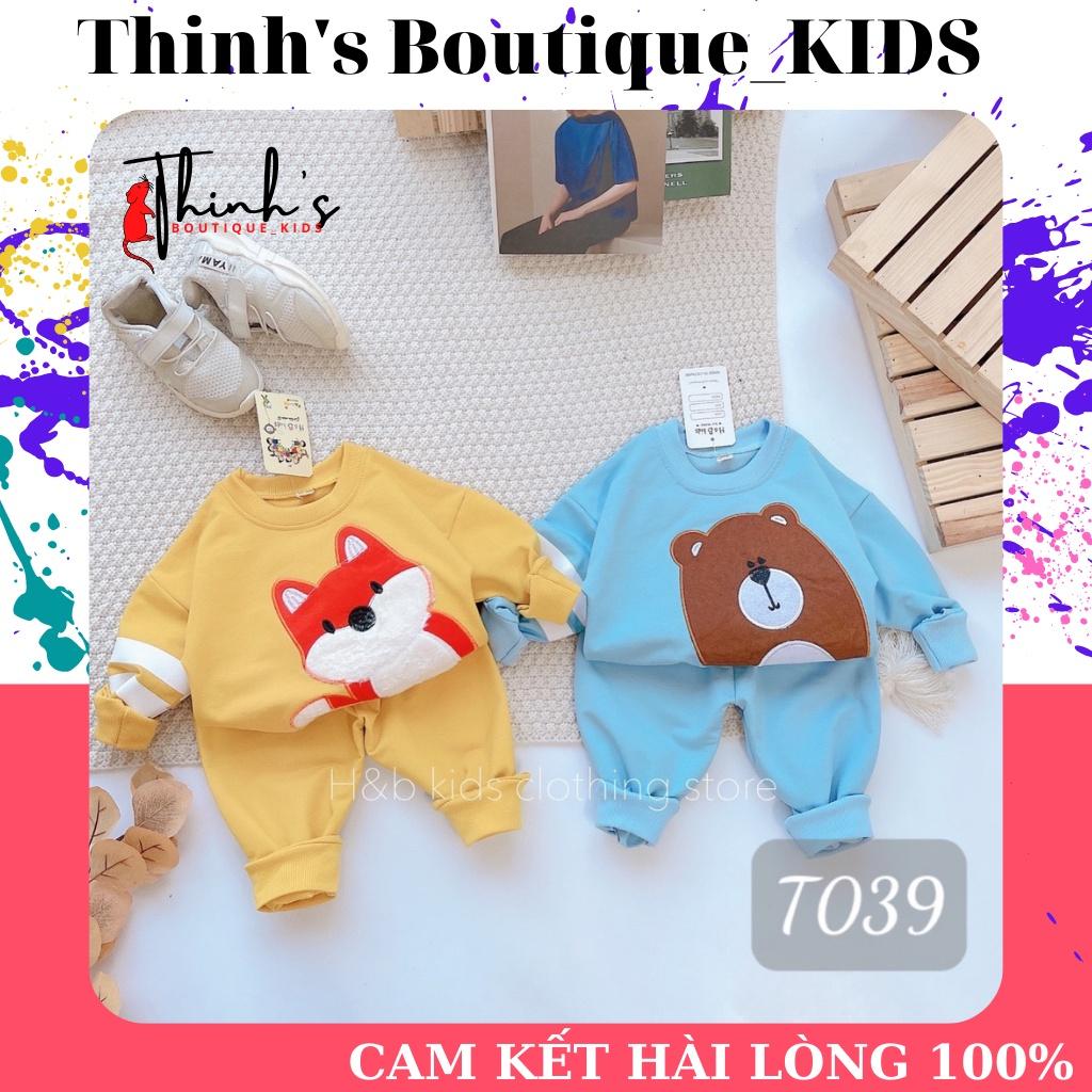 Bộ quần áo trẻ em vải nĩ mỏng, Bộ quần áo thu đông cho bé