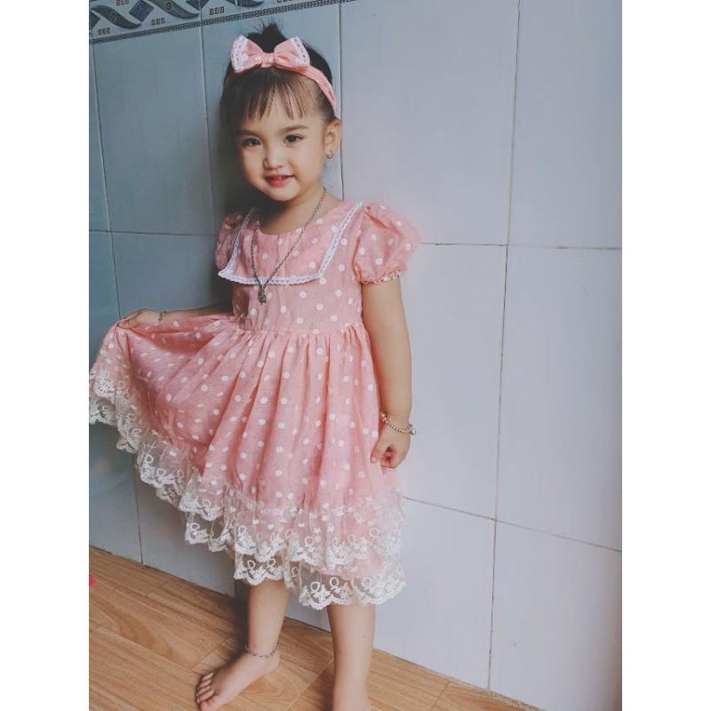 Váy thiết kế bé gái phối ren