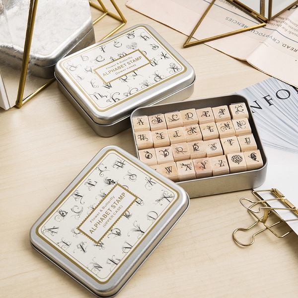 Bộ con dấu Alphabet kèm 2 hộp mưc cho con dấu màu ngẫu nhiên