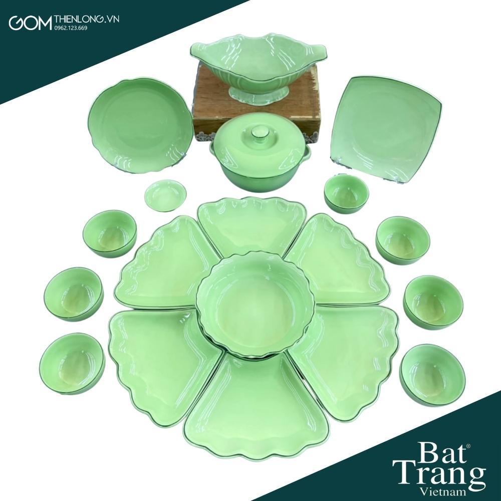 Combo Bộ Bát Đĩa Thắp Hương Hoa Mặt Trời Màu Cốm Ngọc ĐK60 - Đồ Thờ Cúng Bát Tràng - Gốm Thiên Long