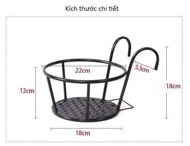 set 3 kệ để hoa ban công có móc treo bằng sắt - mầu đen