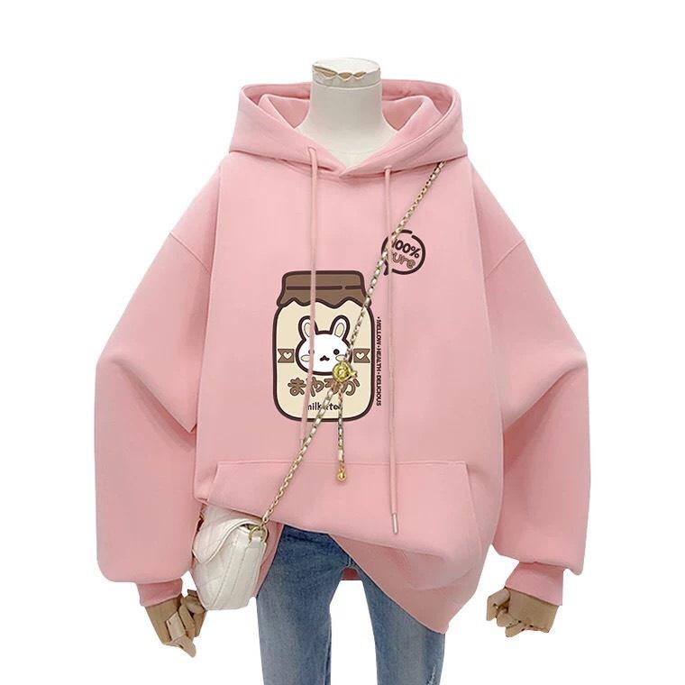 Áo hoodie nam nữ sữa thỏ chất nỉ bông siêu dày , phom rộng size từ 37 đến 65kg