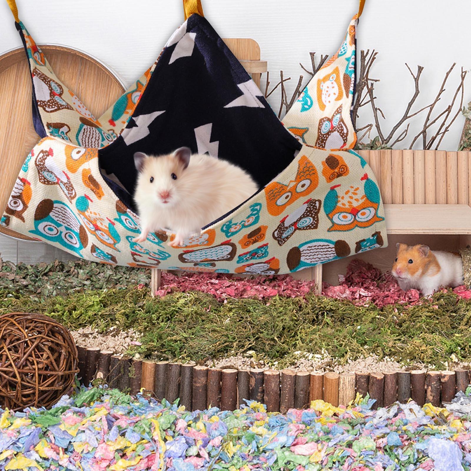 Hamster Hammock Pet Cage Hammock Cage Hanging 2 Layer Tunnel Toys Warm Play Swinging Bed Pet Sleeping Bed for Small Pet, Totoro, Rat, Chinchilla