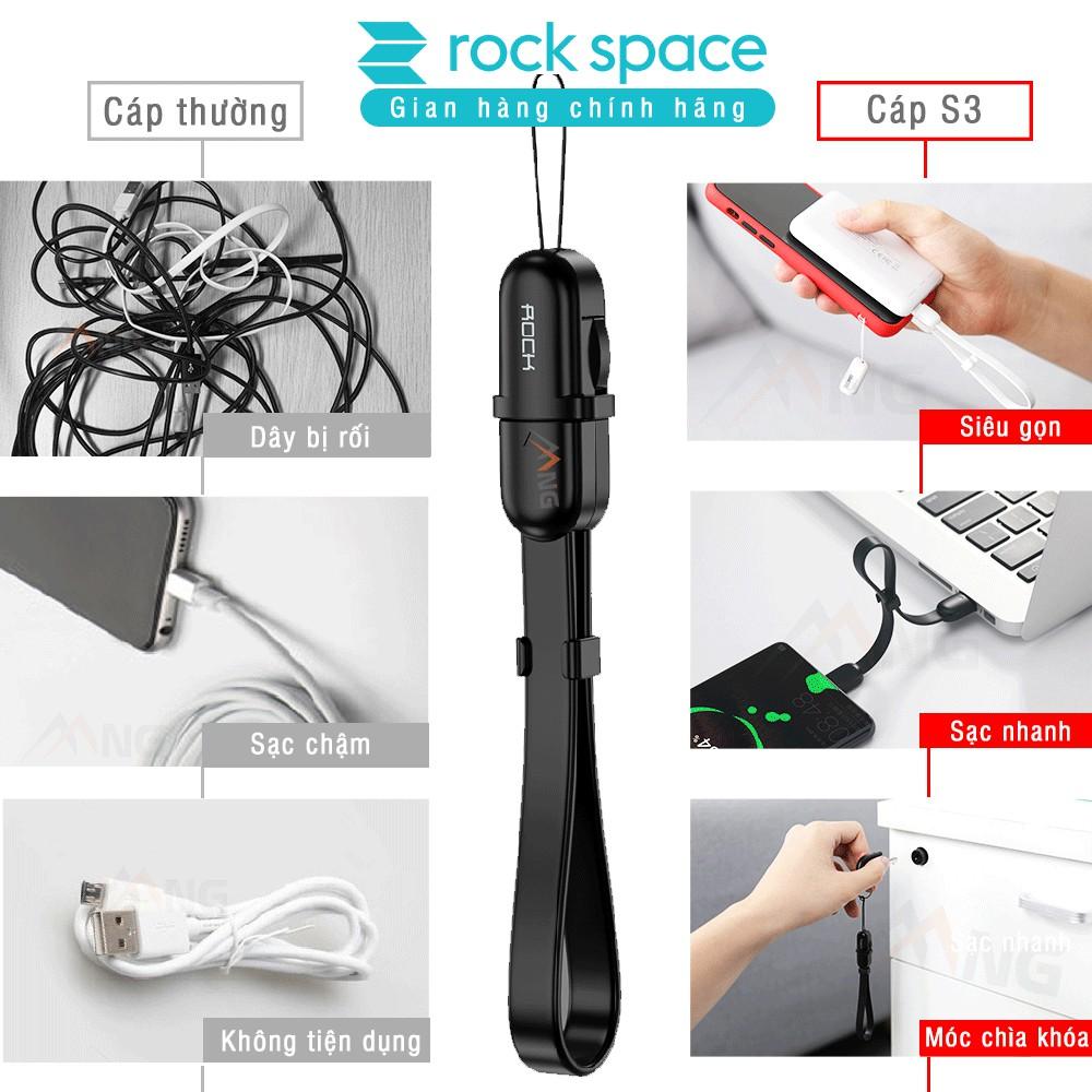 Dây cáp sạc type C Rockspace S3 dành cho điện thoại kiêm móc khóa, dài 21cm - Hàng chính hãng bảo hành 12 tháng