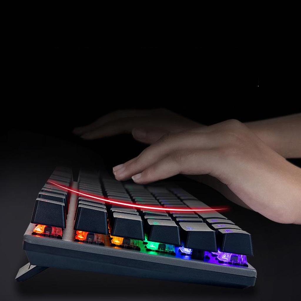 USB Wired Gaming Mechanical Keyboard 104 Key,Multi Color RGB Illuminated LED Backlit